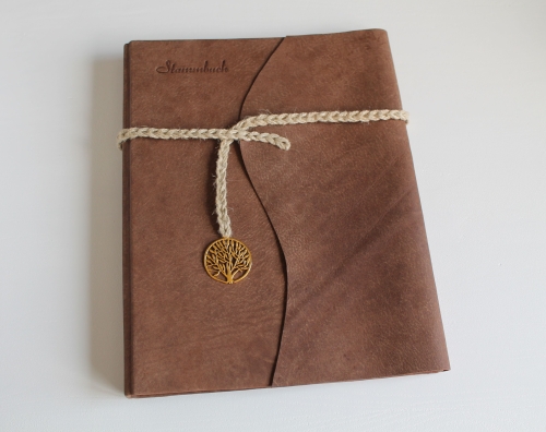 Preview: Stammbuch "Baum" aus braunem Büffelleder,  DIN A4